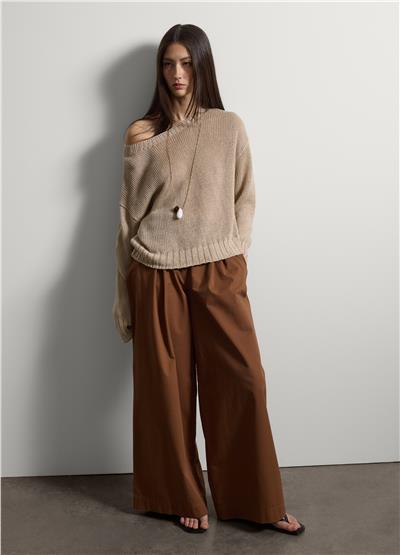 Bej Saf Keten Regular Kalıp Kazak