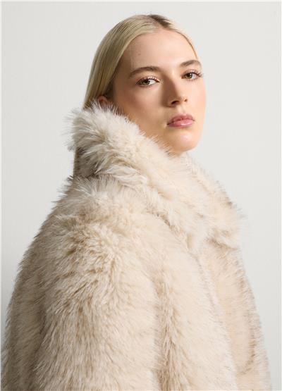 Bej Suni Kürk Ceket