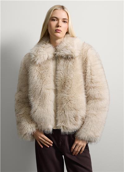 Bej Suni Kürk Ceket