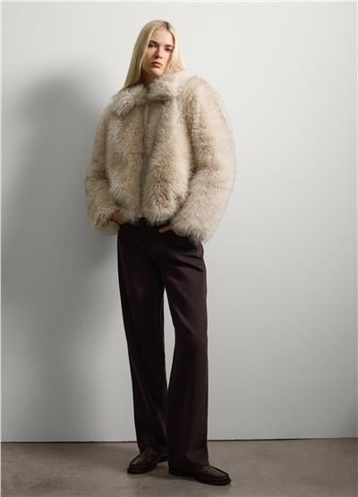 Bej Suni Kürk Ceket