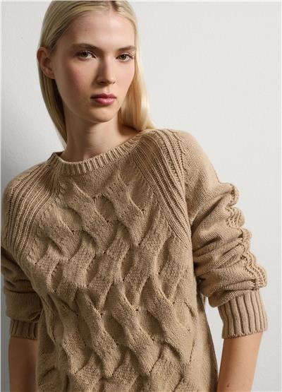 Bej Uzun Kollu Örgü Kazak