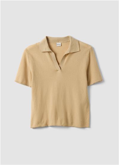 Bej Pamuk-Kaşmir Karışımı Polo Tişört 