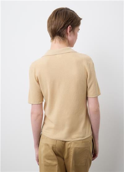 Bej Pamuk-Kaşmir Karışımı Polo Tişört 