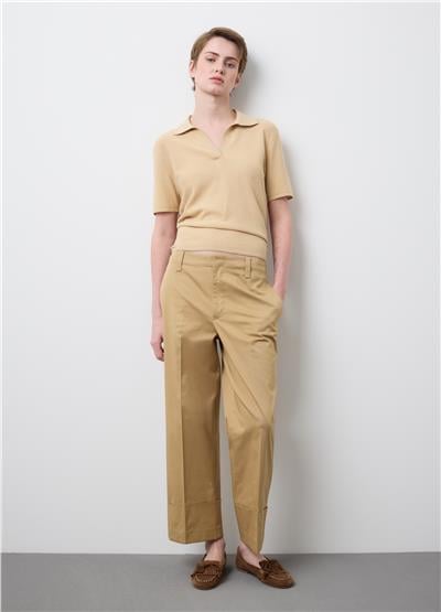 Bej Pamuk-Kaşmir Karışımı Polo Tişört 