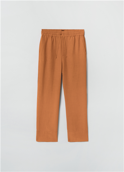 Beli Bağcıklı Bol Paça Tarçın Pantolon