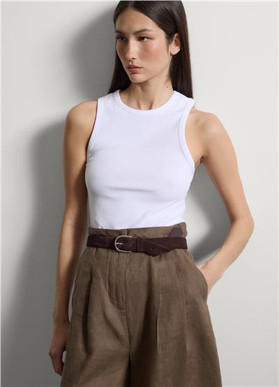 Beyaz Esnek Pamuklu Regular Kalıp Üst