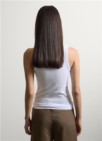 Beyaz Esnek Pamuklu Regular Kalıp Üst