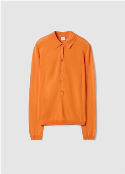 Turuncu Lyocell ve Pamuktan Üretilmiş Normal Kesim Polo Yaka Kazak