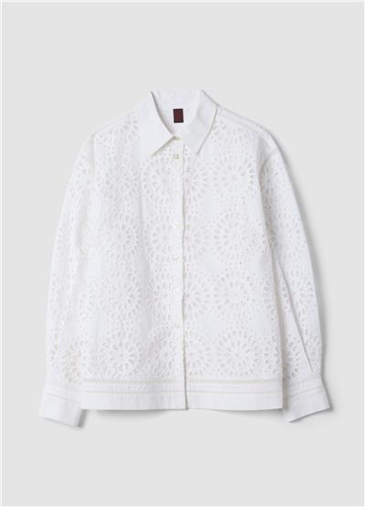 Beyaz Pamuk Broderie Anglaise Oversize Gömlek