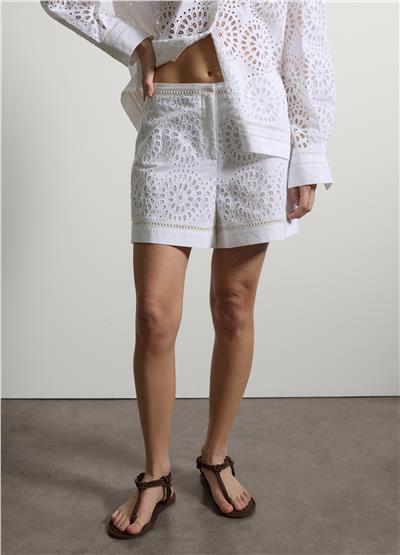 Beyaz Pamuk Broderie Anglaise Şort