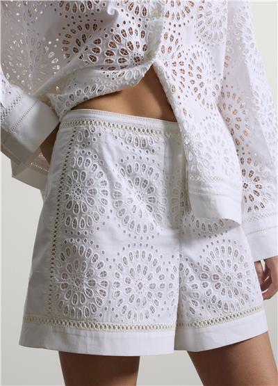 Beyaz Pamuk Broderie Anglaise Şort