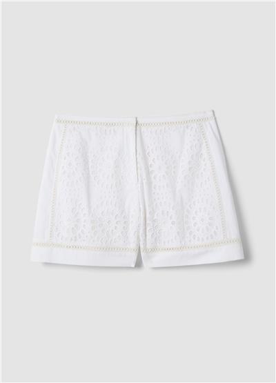 Beyaz Pamuk Broderie Anglaise Şort
