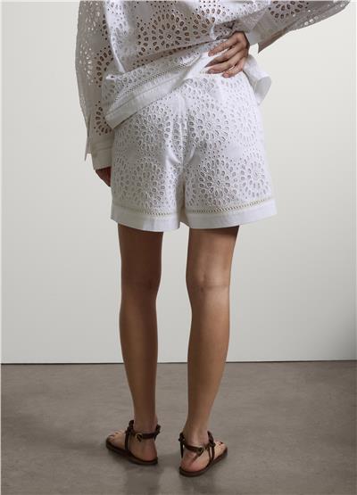 Beyaz Pamuk Broderie Anglaise Şort