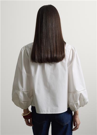 Beyaz Saf Keten Regular Kalıp Gömlek