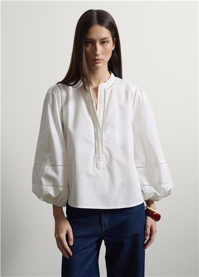 Beyaz Saf Keten Regular Kalıp Gömlek