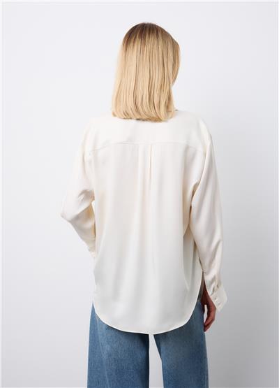 Beyaz Saf Viskoz Oversize Gömlek
