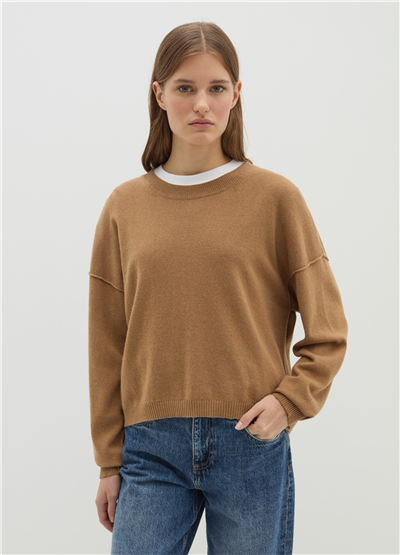 Bisiklet Yaka Oversize Kahverengi Kazak