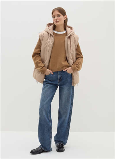 Bisiklet Yaka Oversize Kahverengi Kazak
