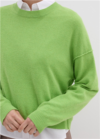 Bisiklet Yaka Oversize Yeşil Kazak
