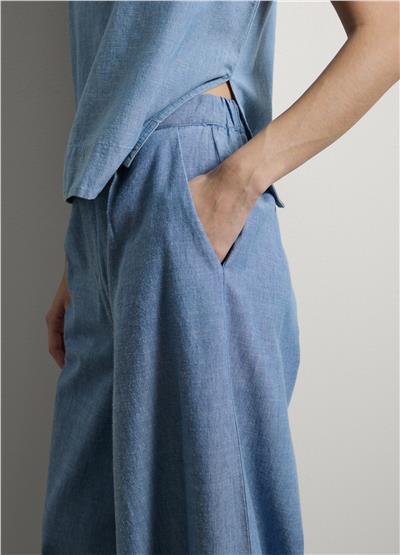 Bol Paça Açık Mavi Pamuk Denim Pantolon