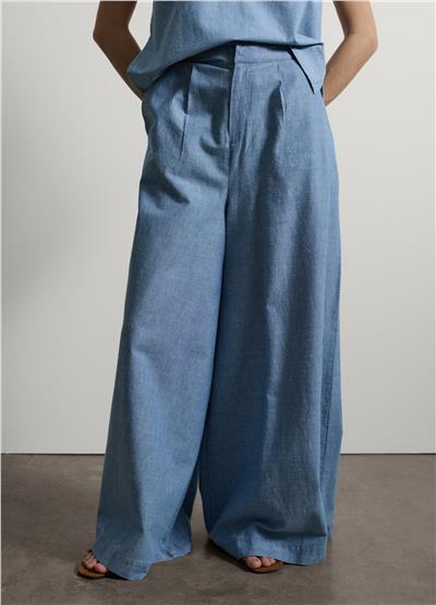 Bol Paça Açık Mavi Pamuk Denim Pantolon