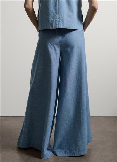 Bol Paça Açık Mavi Pamuk Denim Pantolon