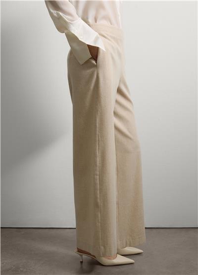 Bej Bol Paça Yün Karışımı Pantolon