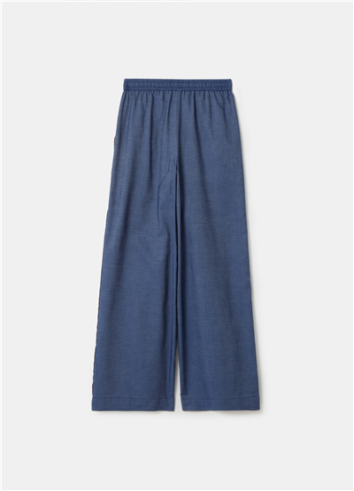 Bol Paçalı Denim Görünümlü Pantolon