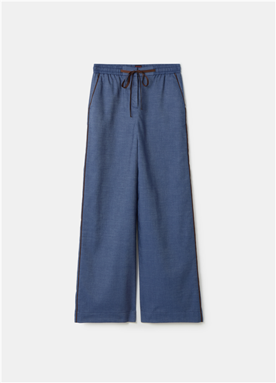 Bol Paçalı Denim Görünümlü Pantolon