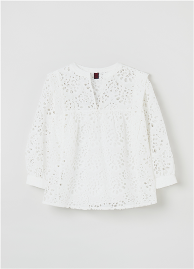 Broderie Anglaise Beyaz Bluz