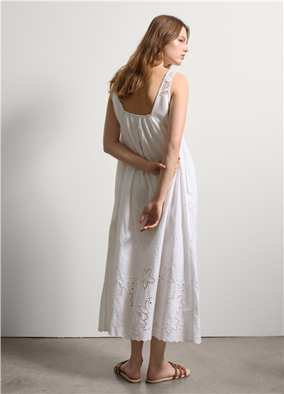 Broderie Anglaise Kombin Slip Beyaz Elbise