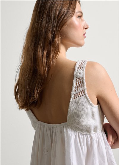 Broderie Anglaise Kombin Slip Beyaz Elbise