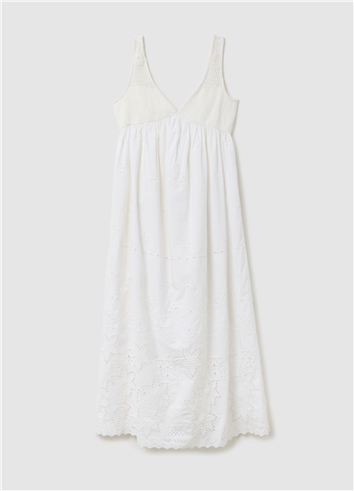 Broderie Anglaise Kombin Slip Beyaz Elbise