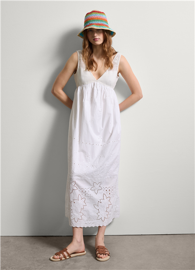Broderie Anglaise Kombin Slip Beyaz Elbise