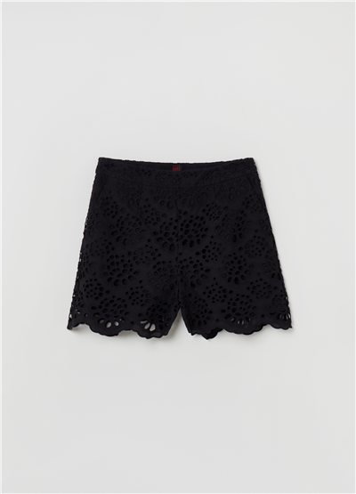 Broderie Anglaise Siyah Şort