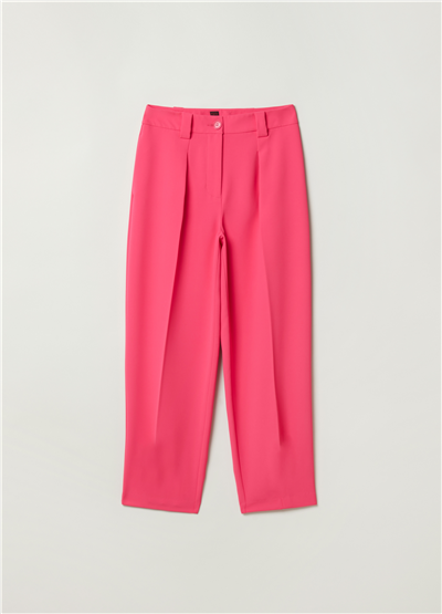 Canlı Renkli Pembe Dökümlü Pantolon