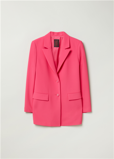 Canlı Renkli Tek Sıra Düğmeli Pembe Blazer Ceket