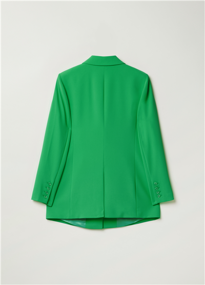 Canlı Renkli Tek Sıra Düğmeli Yeşil Blazer Ceket