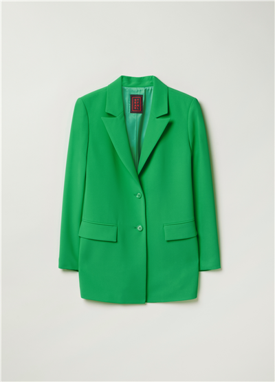 Canlı Renkli Tek Sıra Düğmeli Yeşil Blazer Ceket