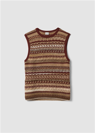 Çok Renkli Jacquard Yün Ve Viskon Karışımlı Regular Fit Üst
