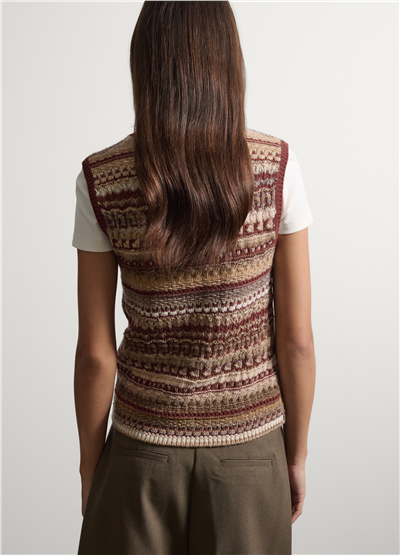 Çok Renkli Jacquard Yün Ve Viskon Karışımlı Regular Fit Üst