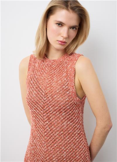 Çok Renkli Pamuk Karışımlı Sıfır Kol Elbise