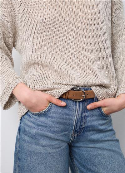 Bej Keten Karışımlı Kazak