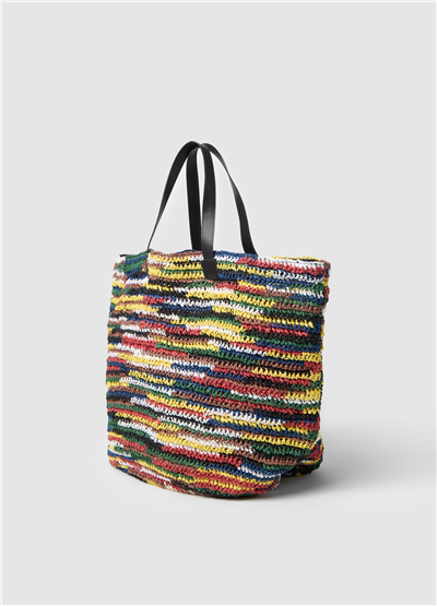 Çok Renkli Tığ Örgü Raffia Alışveriş Çantası