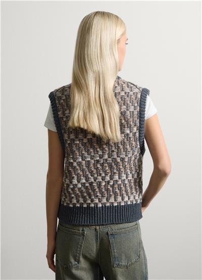 Çok Renkli Yün Karışımlı Yelek