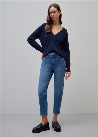 Dar Kesim Yüksek Belli Kot Pantolon