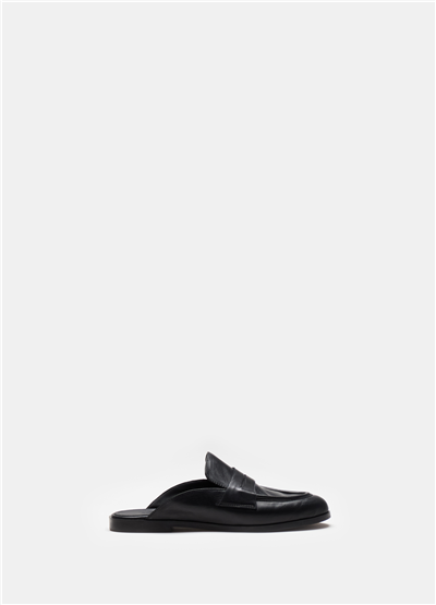 Deri Siyah Loafer Sabot