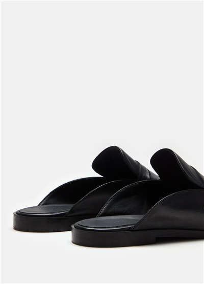 Deri Siyah Loafer Sabot