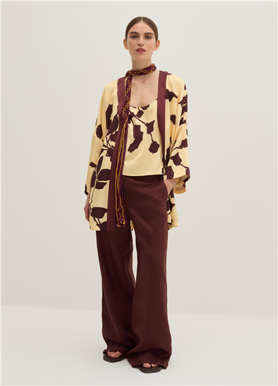 Desenli Viskoz Kimono