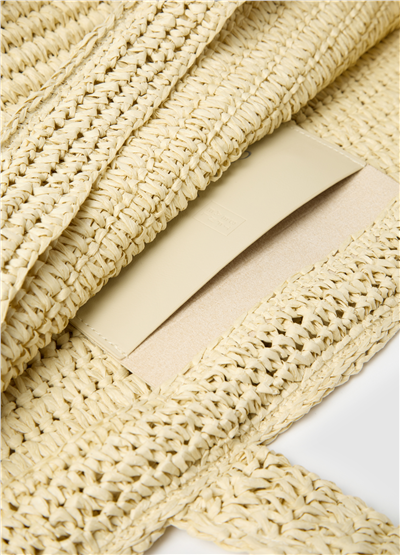 Dokuma Raffia Bej Alışveriş Çantası